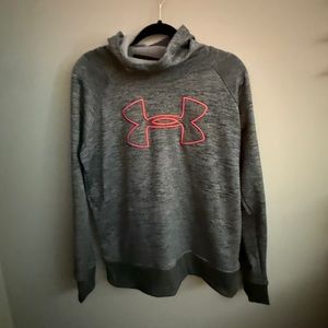 Under Armour Gray Turtleneck Sweater with Pink Logo hoodie